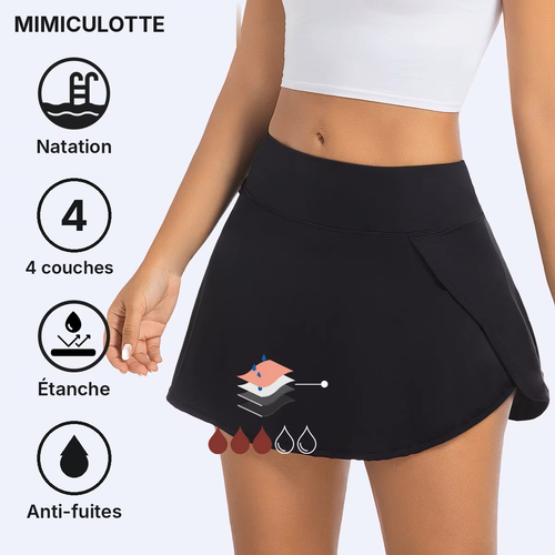 Jupe de bain menstruelle flux modéré à abondant – Noir
