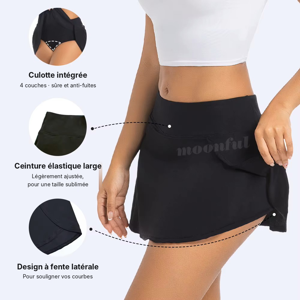 Jupe de bain menstruelle flux modéré à abondant – Noir