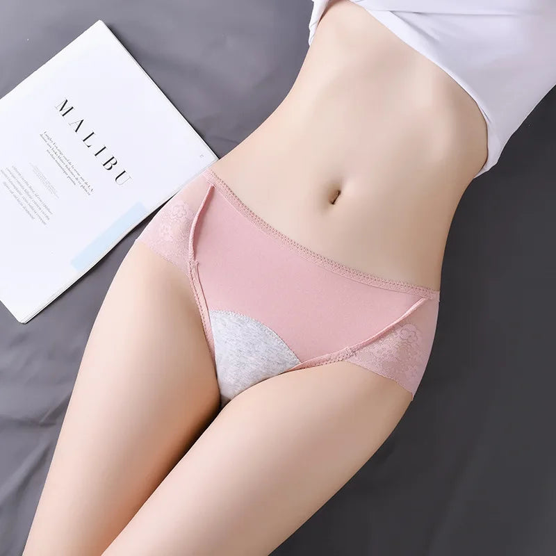 Culotte menstruelle en coton et dentelle florale MIMICULOTTE, vue 2