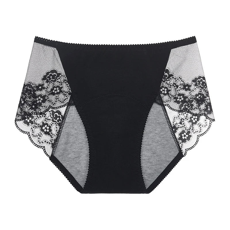 Culotte menstruelle en coton et dentelle florale MIMICULOTTE, vue 4