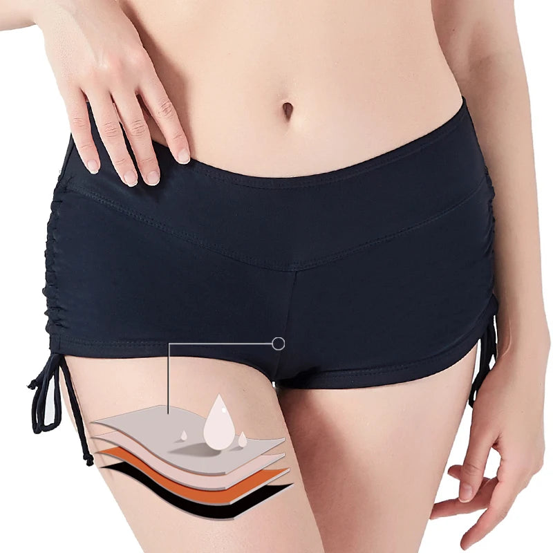 Shorty de bain menstruel noir 4 couches anti-fuites MIMICULOTTE
