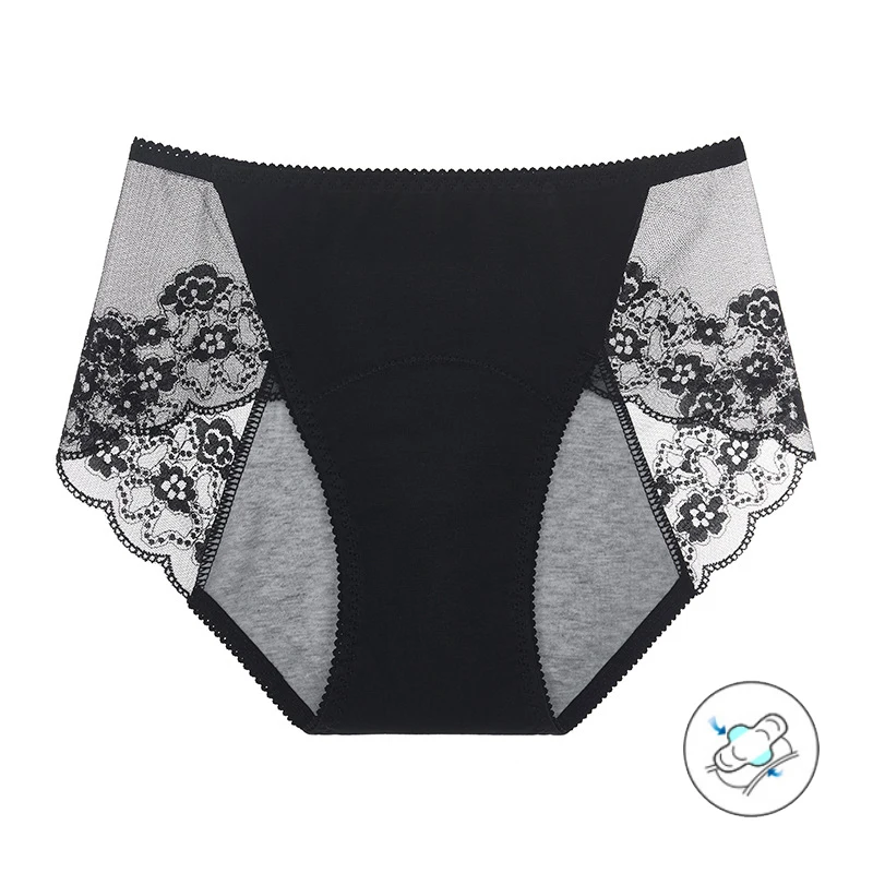 Culotte de règles en coton et dentelle florale – À porter avec une serviette